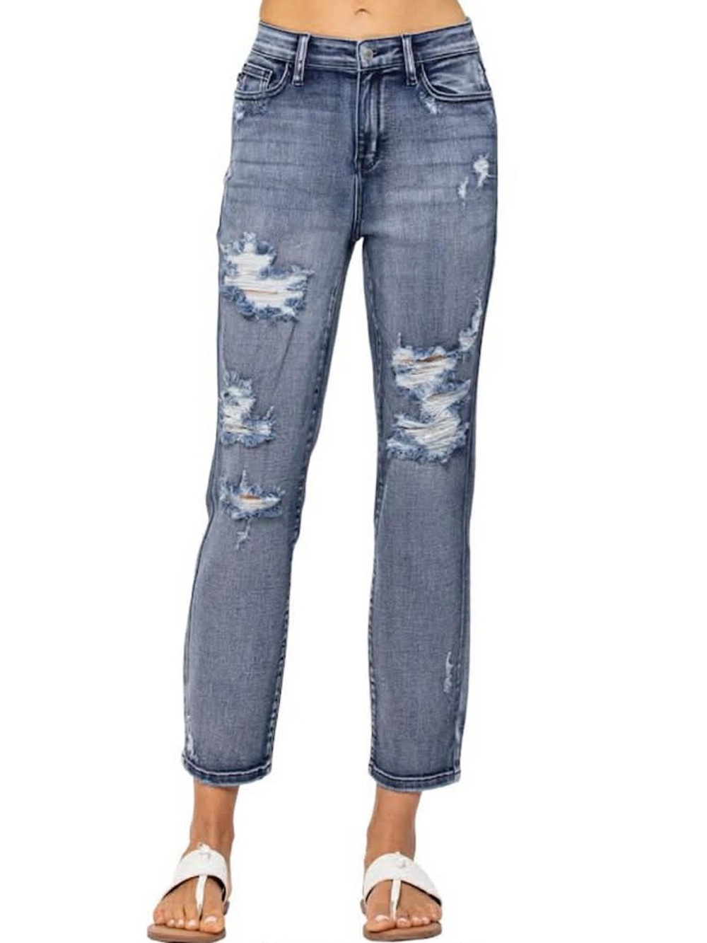 Judy Blue High Rise Destroyed Boyfriend Fit Jeans